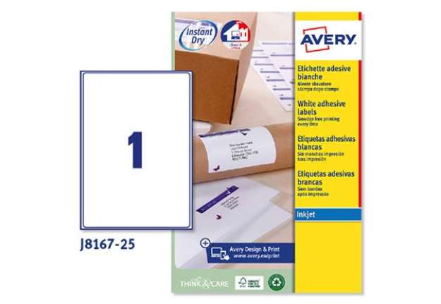 Immagine di Etichette adesive J8167 - in carta - angoli arrotondati - inkjet - permanenti - 199,6 x 289,1 mm - 1