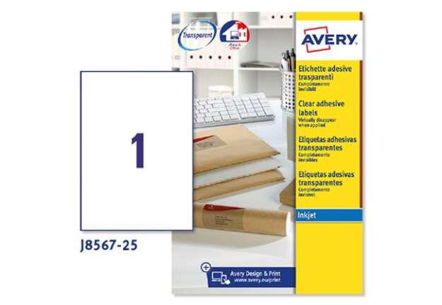 Immagine di Etichette adesive J8567 - in poliestere - inkjet - permanenti - 210 x 297 mm - 1 et/fg - 25 fogli -
