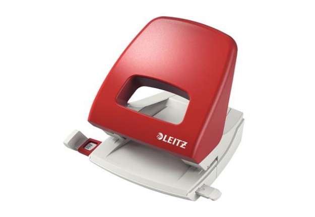 Immagine di Perforatore Metal Rim 5005 - passo 8 cm - max 25 fogli - 2 fori - rosso - Leitz