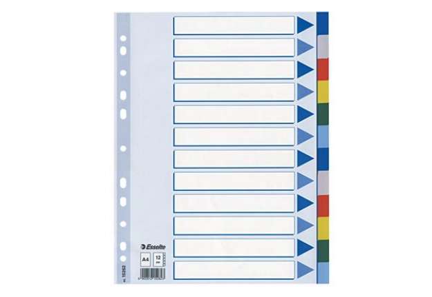 Immagine di Separatore - 12 tasti colorati - PPL - A4 - multicolore - Esselte