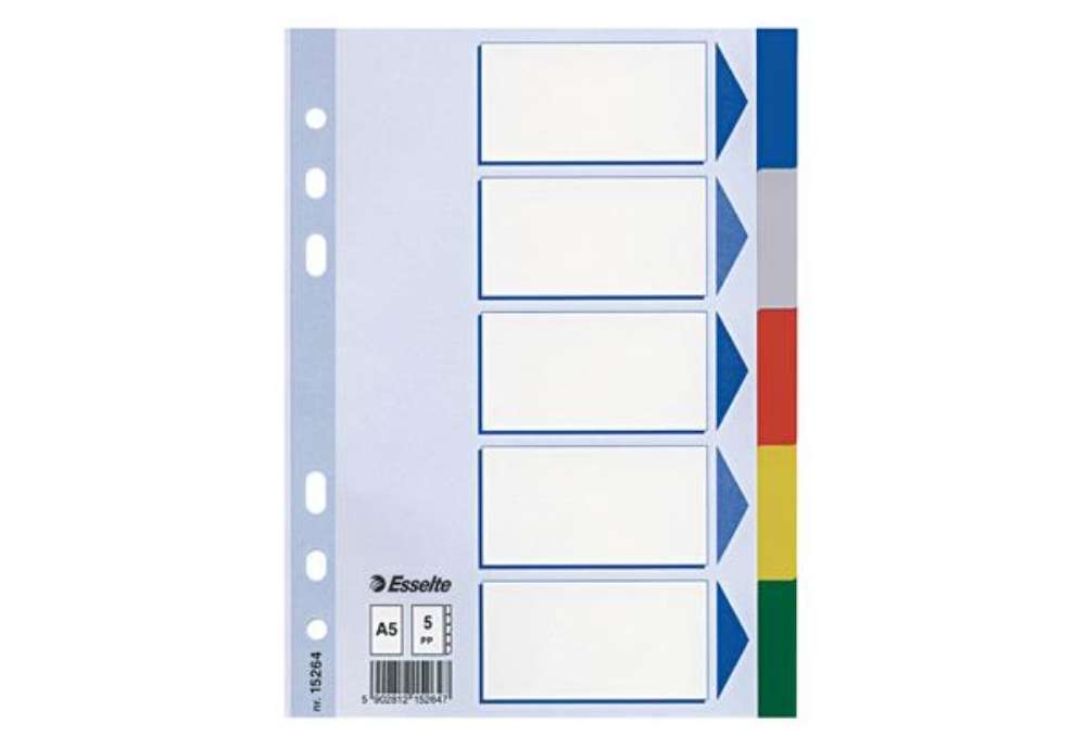 Immagine di Separatore - 5 tasti colorati - PP - A5 - multicolore - Esselte