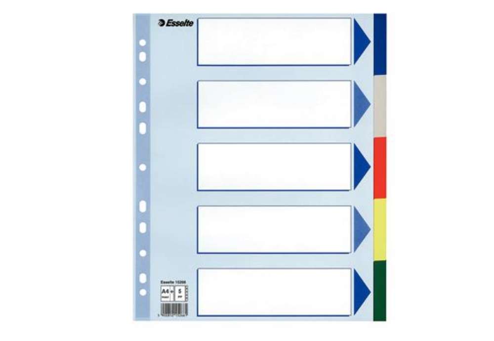 Immagine di Separatore - 5 tasti colorati - PP - A4 maxi - 24,5x29,7 cm - multicolore - Esselte