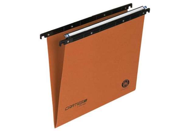 Immagine di Cartella sospesa Cartesio - cassetto - interasse 39 cm - fondo V - 37 x 25 cm - arancio - Bertesi