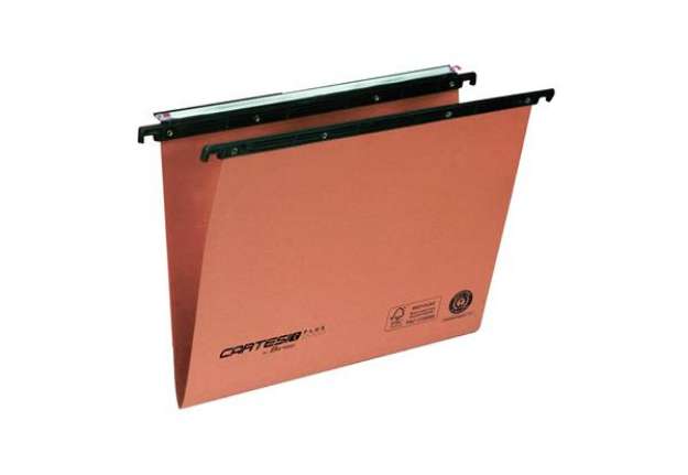 Immagine di Cartella sospesa Cartesio Plus - cassetto - interasse 33 cm - fondo V - 31,3 x 25 cm - arancio - Ber