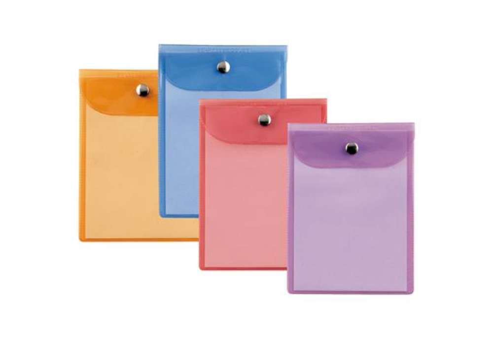 Immagine di Busta con bottone Press 8 Color - PVC - 22x30 cm - colori assortiti - Sei Rota