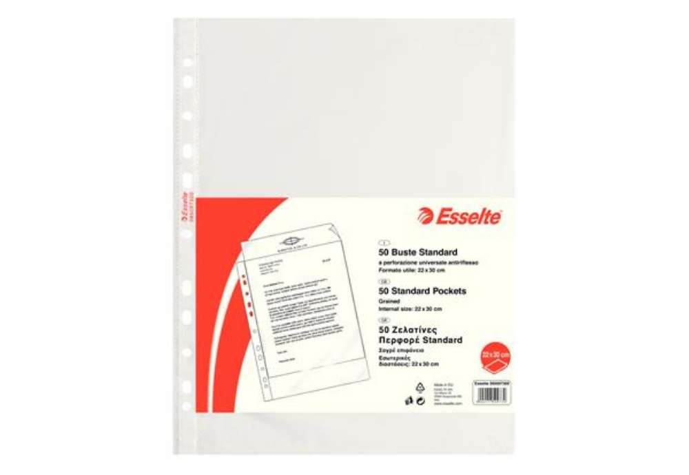 Immagine di Buste forate CopySafe - Standard - buccia - 22 x 30 cm - trasparente - Esselte - conf. 50 pezzi