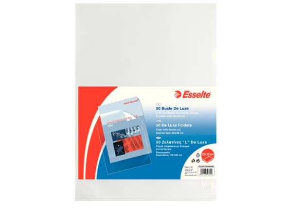 Immagine di Cartelline a L - De Luxe - PPL - buccia - 22x30 cm - trasparente - Esselte - conf. 50 pezzi