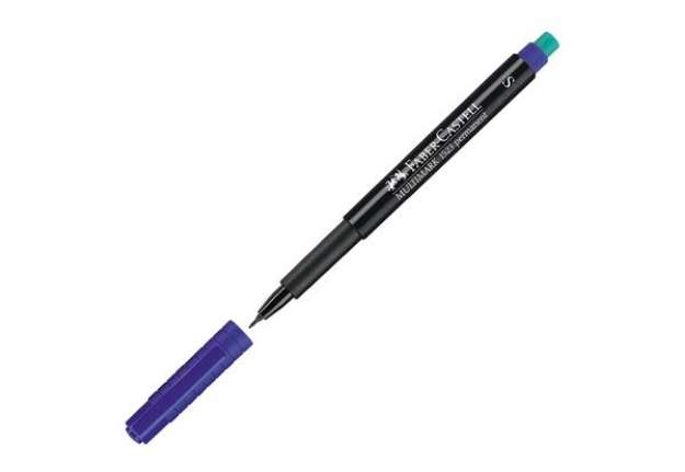 Immagine di Pennarello Multimark universale permanente con gomma  - punta superfine 0,4mm - blu - Faber-Castell