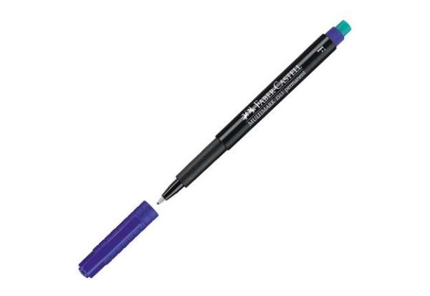 Immagine di Pennarello Multimark universale permanente con gomma  - punta fine 0,6mm - blu - Faber-Castell