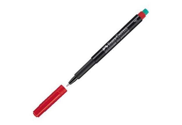 Immagine di Pennarello Multimark universale permanente con gomma - rosso - punta fine 0,6mm - Faber-Castell