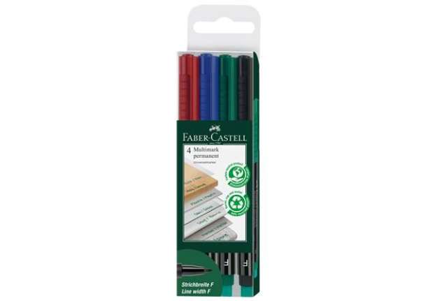 Immagine di Pennarello Multimark universale permanente con gomma - punta fine 0,6 mm - astuccio 4 colori - Faber