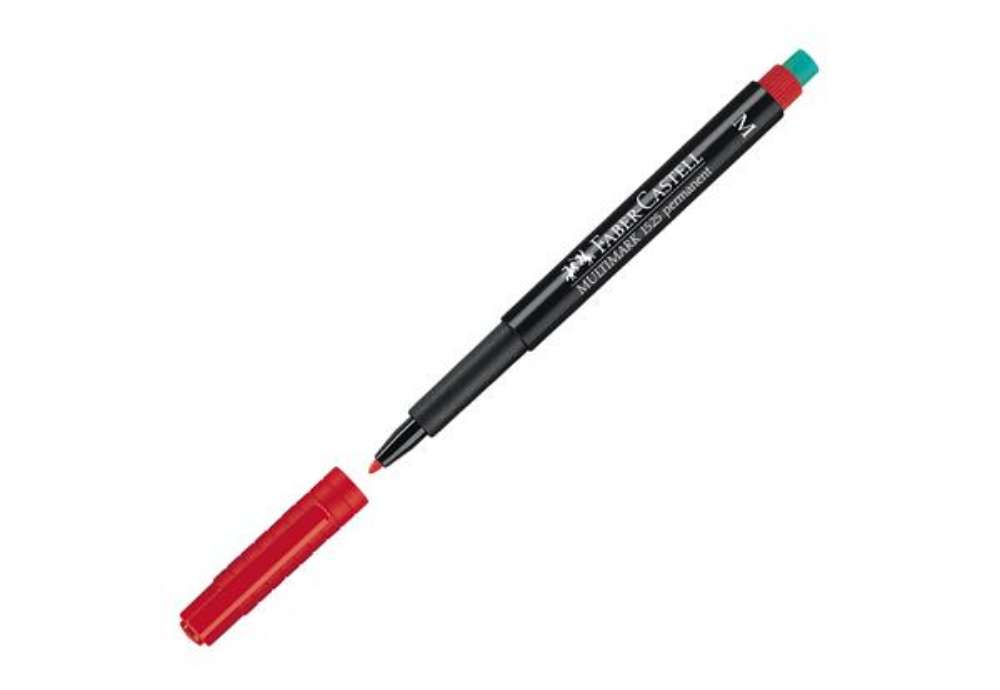 Immagine di Pennarello Multimark universale permanente con gomma - punta media 1,0mm - rosso - Faber-Castell