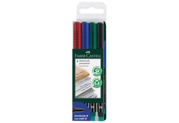 Immagine di Pennarello Multimark universale permanente con gomma  - punta media 1,0mm - astuccio 4 colori - Fabe