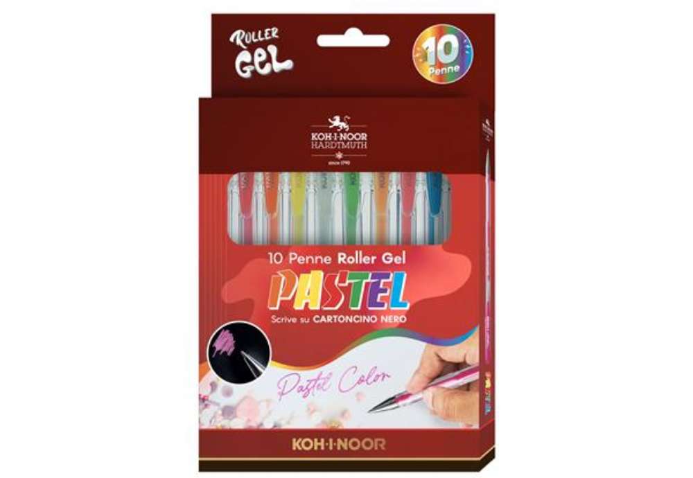 Immagine di Roller gel colorati - colori pastel - Koh.I.Noor - astuccio 10 roller