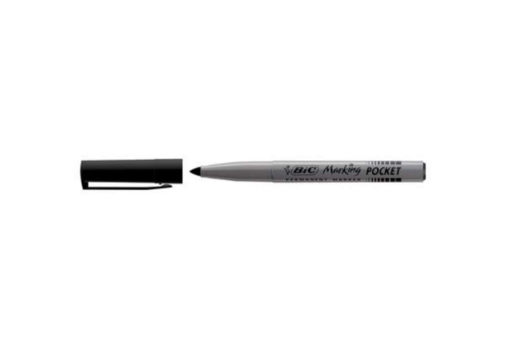 Immagine di Marcatori permanente Marking a base d'alcool - punta pocket tonda 1,10mm - nero - Bic - conf. 12 pez