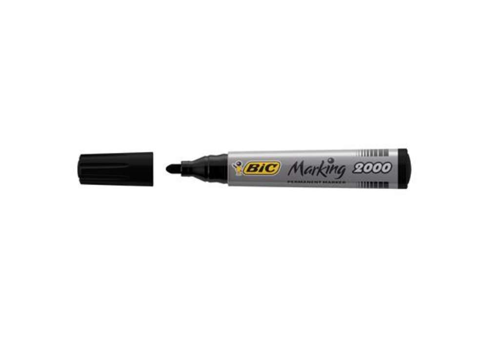 Immagine di Marcatori permanente Marking a base d'alcool - punta tonda 1,70mm - nero - Bic - conf. 12 pezzi
