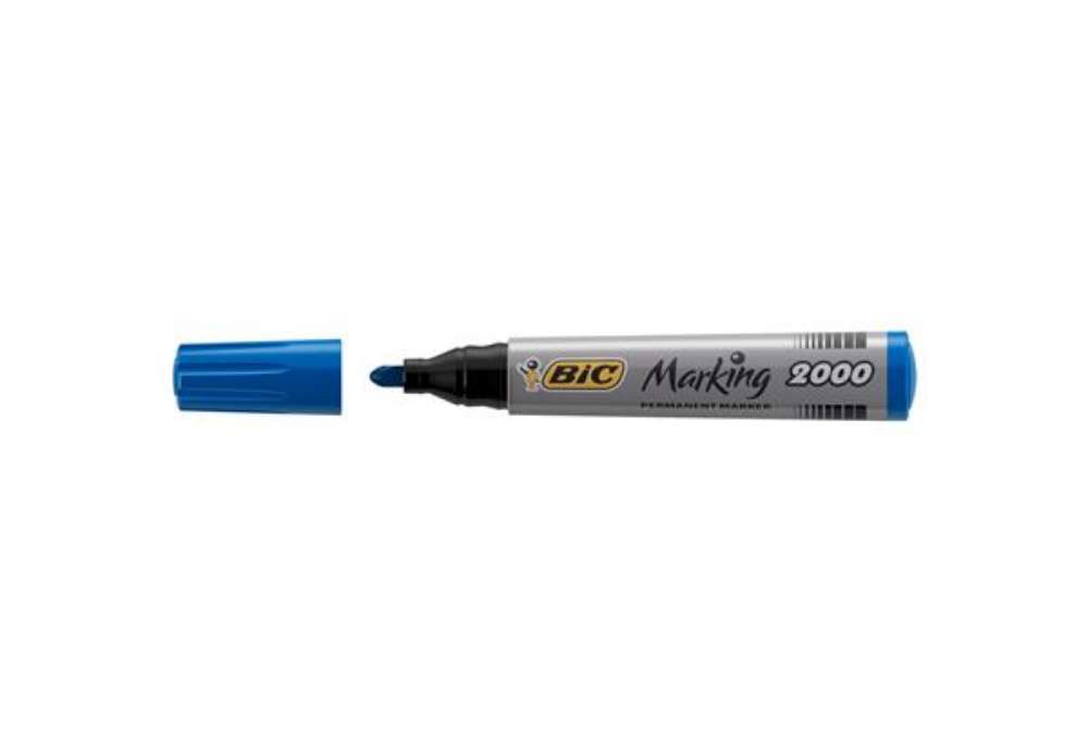 Immagine di Marcatori permanente Marking a base d'alcool - punta tonda 1,70mm - blu - Bic - conf. 12 pezzi