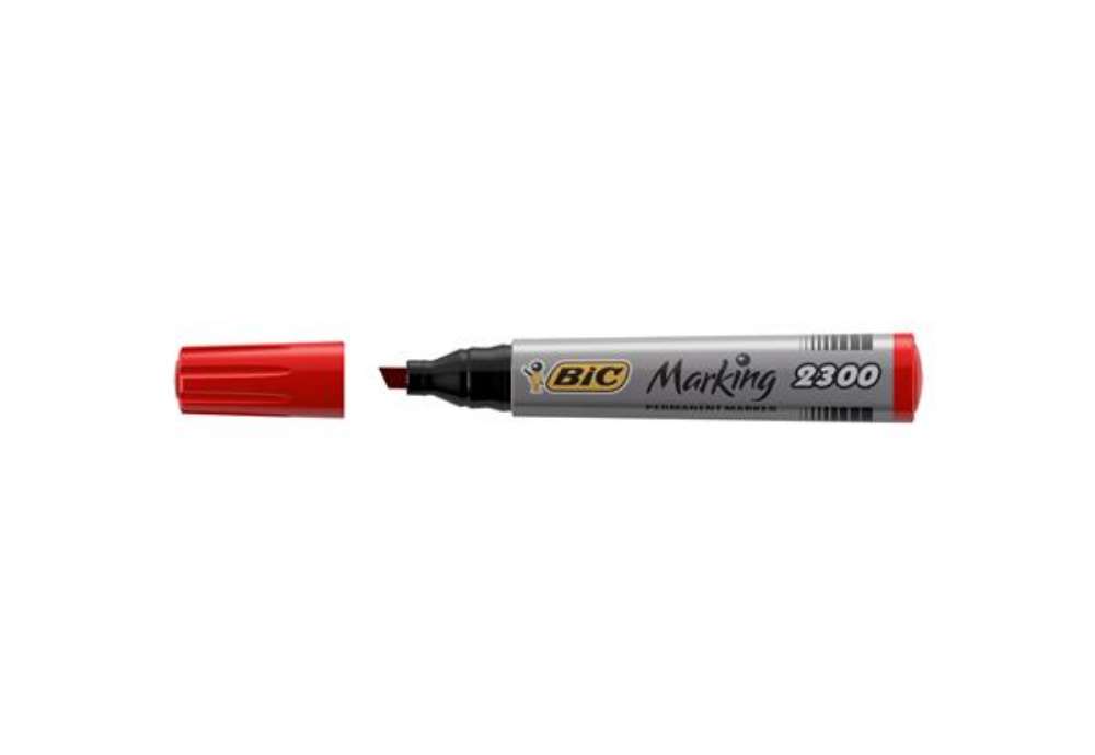 Immagine di Marcatori permanente Marking a base d'alcool - punta scalpello da 3,70-5,50mm - rosso - Bic - conf.