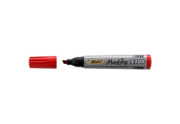 Immagine di Marcatori permanente Marking a base d'alcool - punta scalpello da 3,70-5,50mm - rosso - Bic - conf.