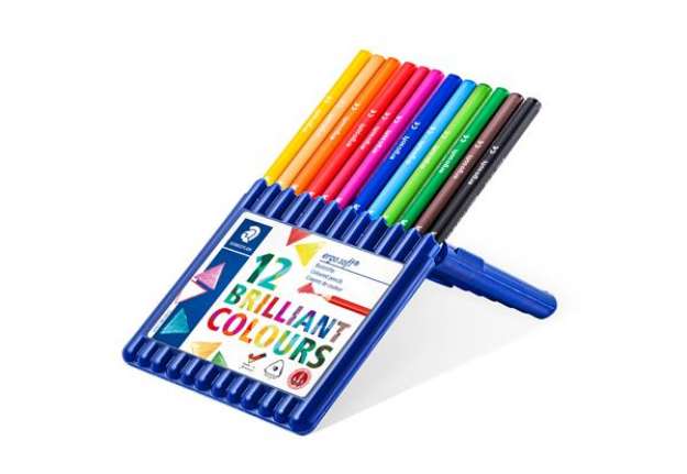 Immagine di Matite colorate Ergosoft - triangolari - colori assortiti - Staedtler - astuccio 12 pezzi
