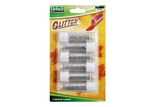 Immagine di Porporina glitter - 2gr - argento - Lebez - conf. 6 tubi