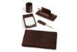 Immagine di Servizio scrittoio - similpelle - 5 componenti - marrone - City Time