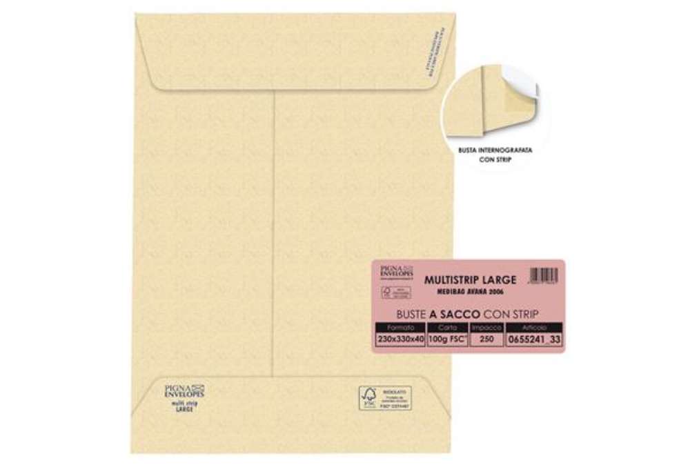 Immagine di Busta a sacco Multi Strip Large - soffietti laterali - strip adesivo - 23 x 33 x 4 cm - 100 gr - car