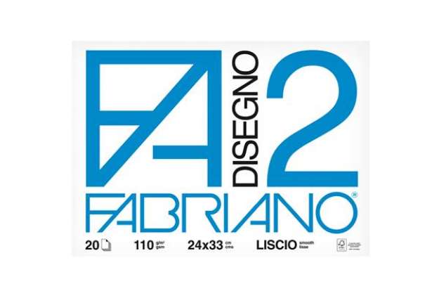 Immagine di Blocco F2 - 24x33cm - 20 fogli - 110gr - liscio - 4 angoli - Fabriano