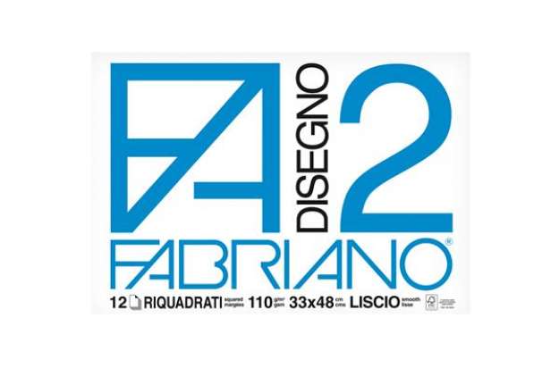 Immagine di Blocco F2 - 33x48cm - 12 fogli - 110gr - liscio - squadrato - collato - Fabriano