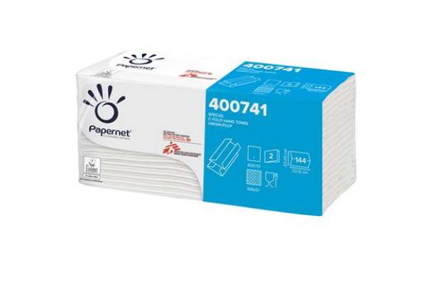 Immagine di Asciugamani piegati a C - 33 x 23 cm - goffratura a onda+ - 19,5 gr - bianco - Papernet - conf. 144