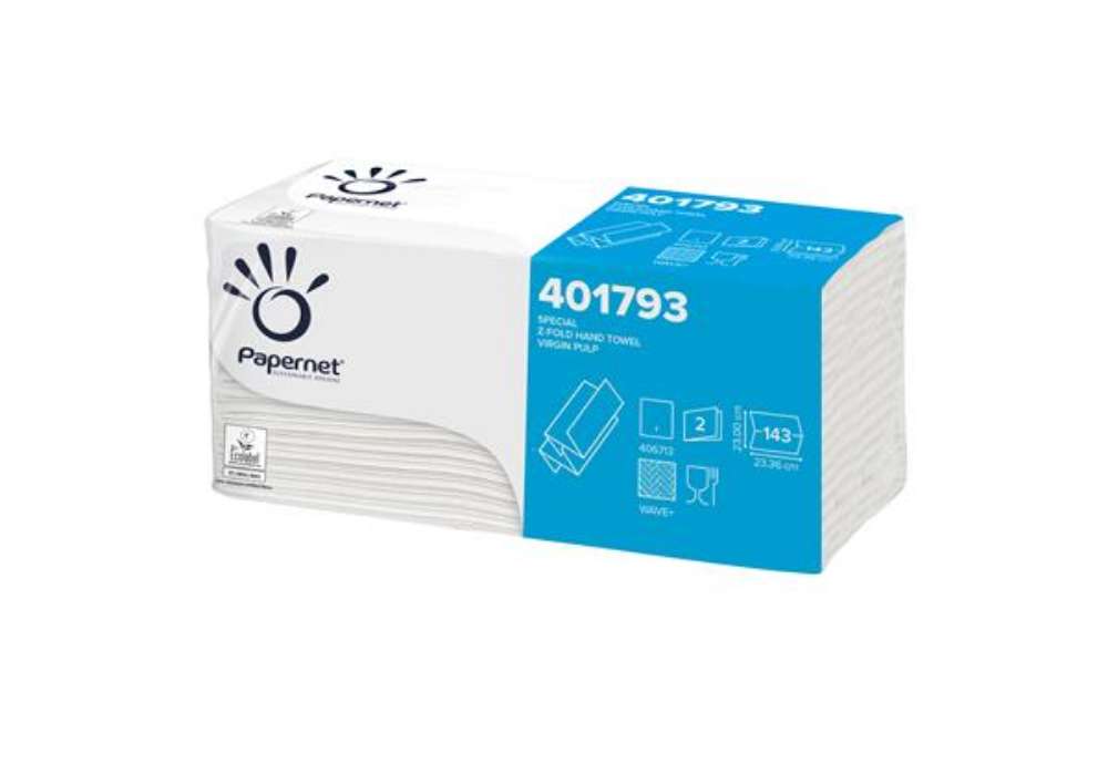 Immagine di Asciugamani piegati a Z - 2 veli - 22 gr - goffratura a onda+ - 23,4 x2 3 cm - bianco - Papernet - c