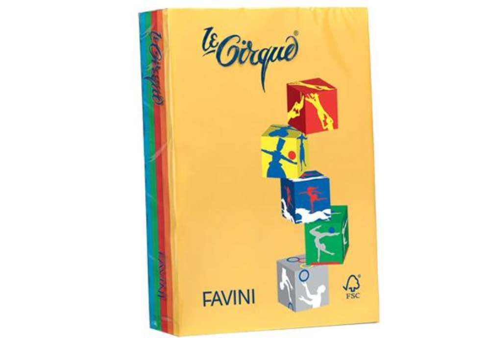 Immagine di Carta Le Cirque - A4 - 80 gr - mix 5 colori intensi - Favini - conf. 500 fogli