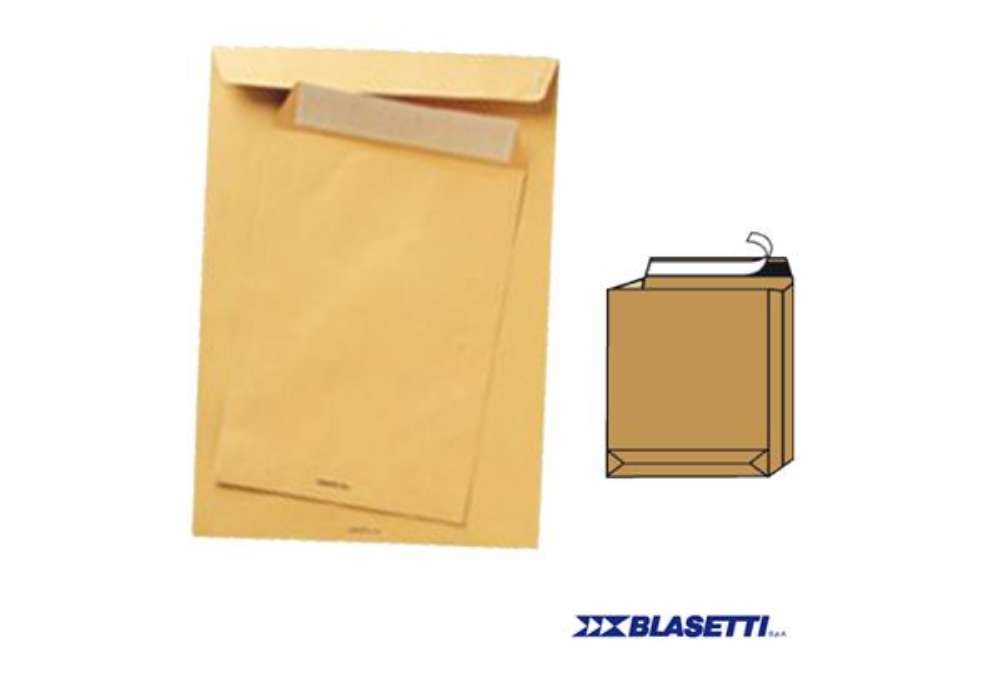 Immagine di Busta a sacco Monodex - soffietti laterali - fondo quadro - strip adesivo - 23 x 33 x 4 cm - 120 gr