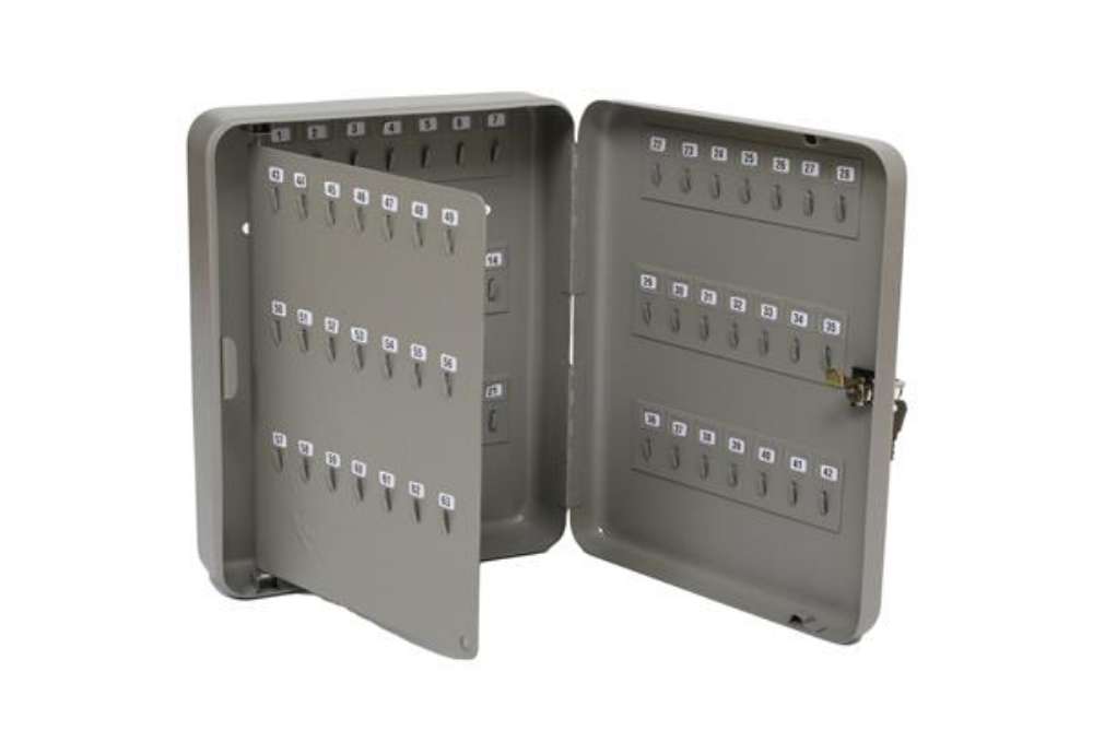Immagine di Cassetta portachiavi da muro - 37 x 28 x 7,5 cm - 128 posti - grigio antracite - Metalplus
