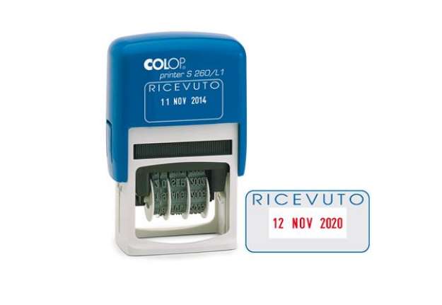 Immagine di Timbro S260/L1 Datario + RICEVUTO - 4 mm - autoinchiostrante - bicolore - Colop