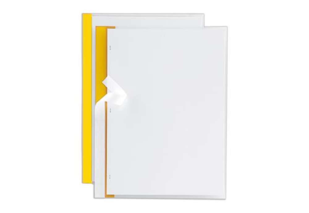 Immagine di Cartellina per rilegatura Poli 200 - A4 - PP - trasparente buccia - dorso giallo - Sei Rota - conf.