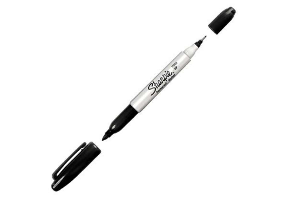 Immagine di Marcatore Permanente Twin tip doppia punta - una punta fine 1,0mm - una punta extra fine 0,5mm - ner