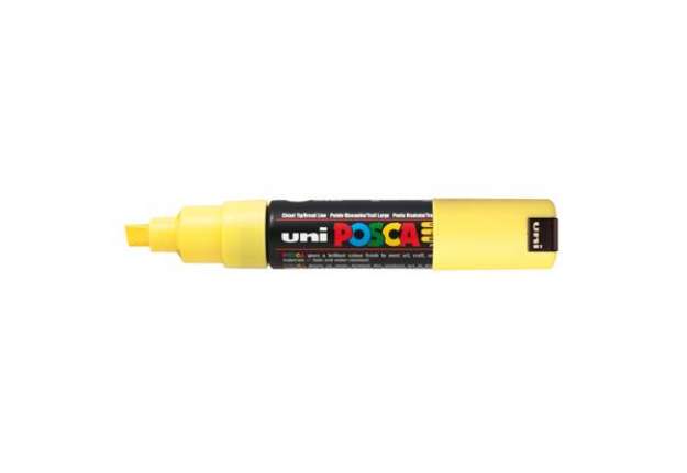 Immagine di Marcatore a base d'acqua Uni Posca PC8K - punta large a scalpello 8,0mm - giallo  - Uni Mitsubishi