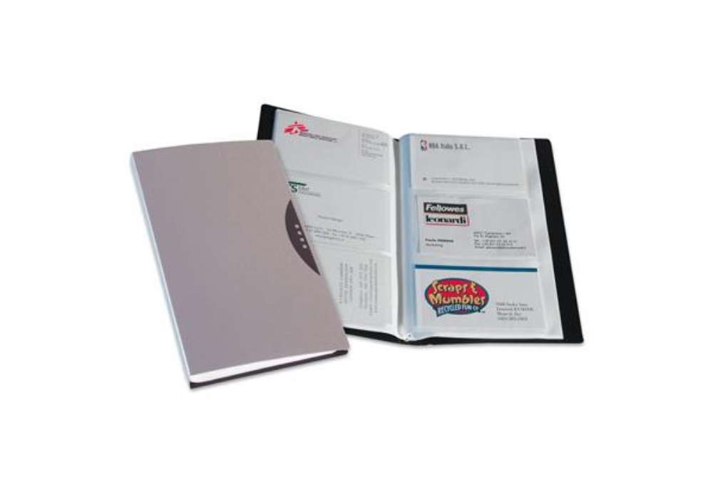 Immagine di Portabiglietti da visita Office Suites - 120 tasche - con custodia - 11,4x19,2 cm - silver - Fellowe
