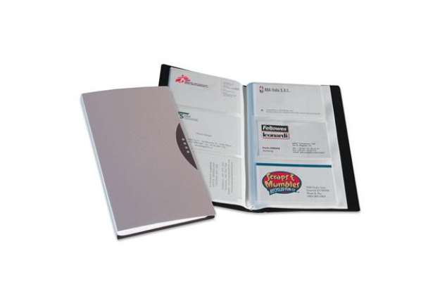 Immagine di Portabiglietti da visita Office Suites - 120 tasche - con custodia - 11,4x19,2 cm - silver - Fellowe