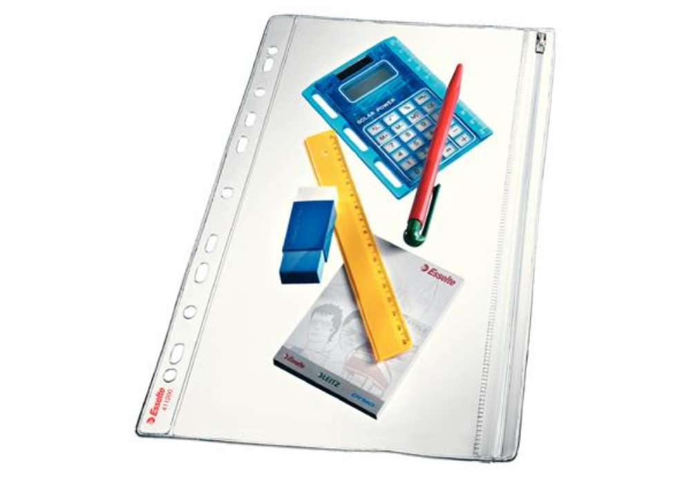 Immagine di Buste forate con zip - PVC - 19 x 30 cm - Esselte - conf. 5 pezzi