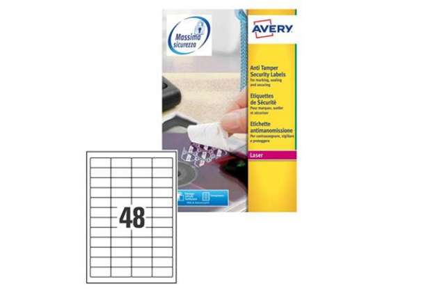 Immagine di Etichette adesive L6113 - in poliestere - laser - permanenti - 45,7 x 21,2 mm - 48 et/fg - 20 fogli