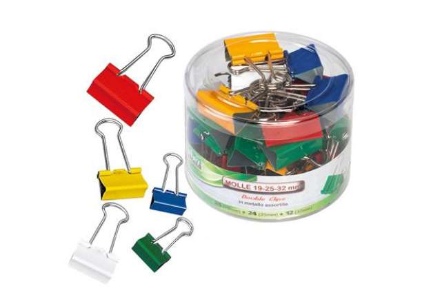 Immagine di Molle Double Clips - misure e colori assortiti - metallo - Lebez - conf. 60 pezzi