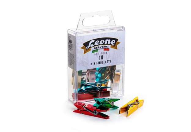 Immagine di Mini mollette Leone Color - colori metallizzati assortiti - Leone - conf. 10 pezzi