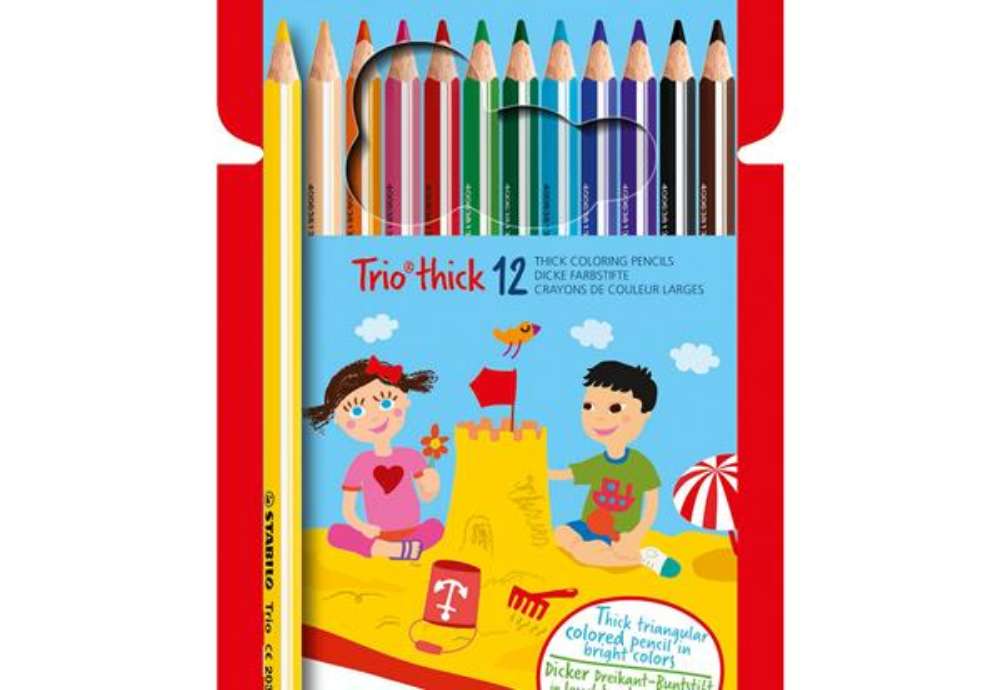 Immagine di Pastello TrioThick - diametro mina 4,2 mm - con temperino - colori assortiti - Stabilo - astuccio 12