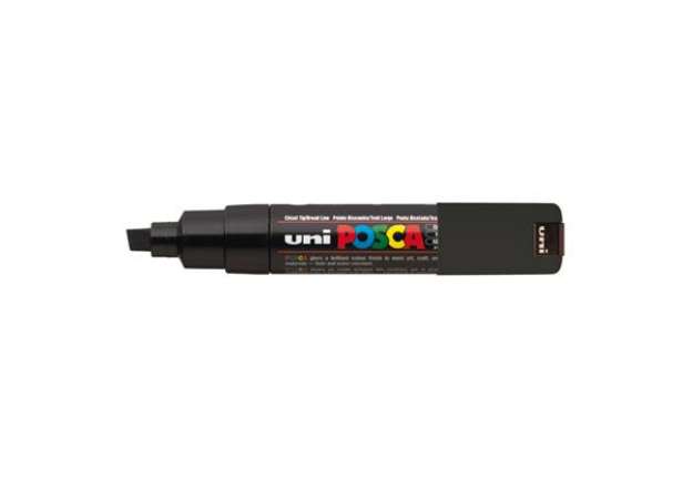 Immagine di Marcatore a base d'acqua Uni Posca PC8K - punta large a scalpello 8,0mm - nero  - Uni Mitsubishi
