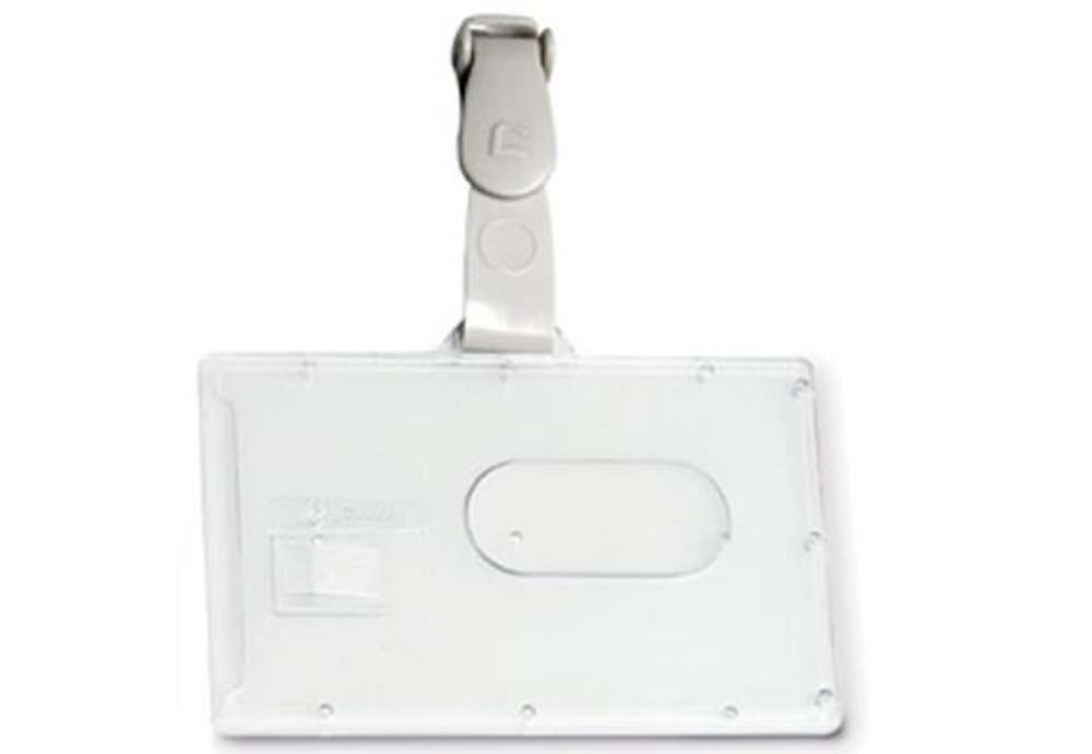 Immagine di Portabadge rigido Pocket - clip in plastica - 5,3 x 8,5 cm - Fellowes