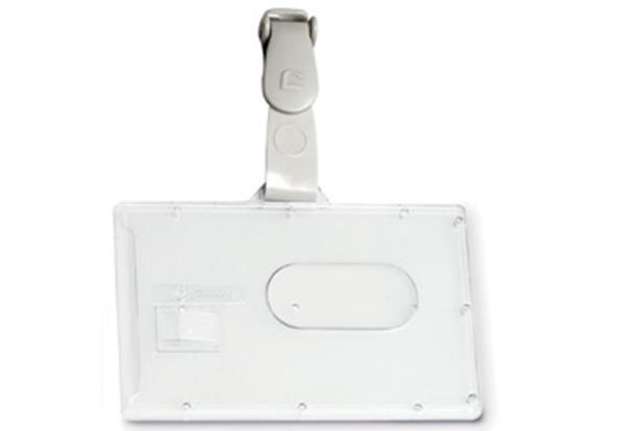 Immagine di Portabadge rigido Pocket - clip in plastica - 5,3 x 8,5 cm - Fellowes