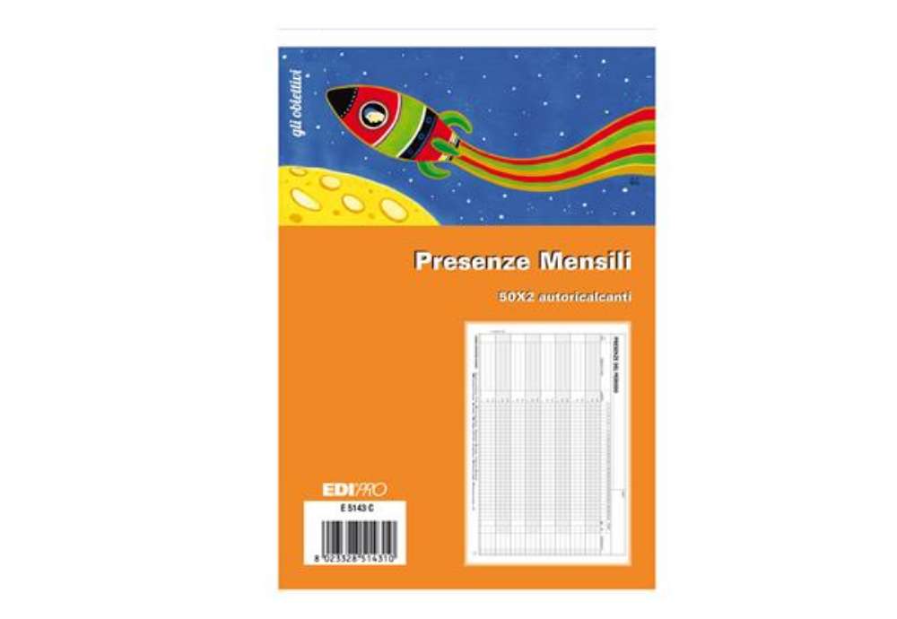 Immagine di Blocco presenze - 15 x 23cm - 50/50 fogli autoricalcanti - Edipro