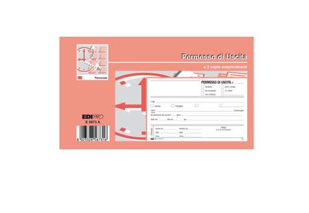 Immagine di Blocco permesso uscita - 9,9 x 17cm - 50/50 fogli autoricalcanti - Edipro